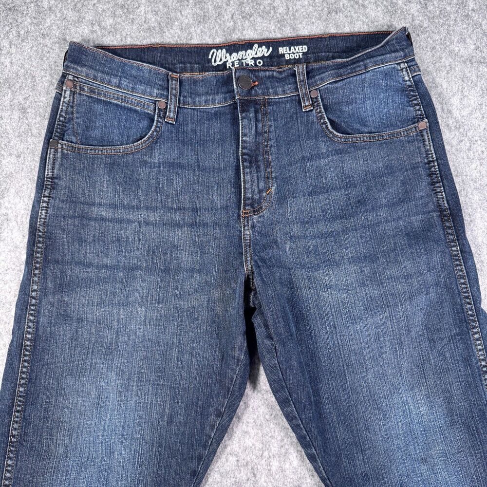 Wrangler Retro Jeans Mens 34X32 Measures 34X31 Blue Relaxed Boot Western Cowboy - Picture 2 of 12